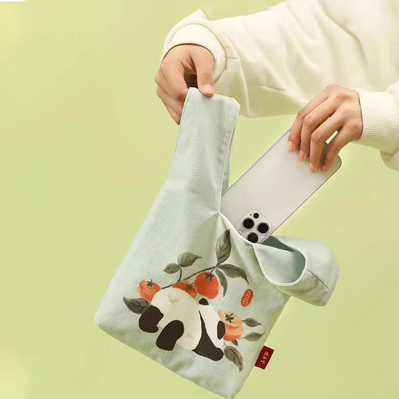 Cute Panda Persimmon Knot Wrist Bag, Canvas Tote Bag, Mini Handbag for Daily Use, Eco-Friendly Reusable
Cute Panda Persimmon Knot Wrist Bag, Canvas Tote Bag, Mini Handbag for Daily Use, Eco-Friendly Reusable
