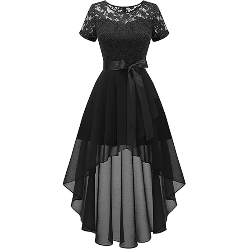 Lace chiffon dress ruffle edge thin waist round neck ball evening dress party sexy temperament elegant high-end clothing dance
Lace chiffon dress ruffle edge thin waist round neck ball evening dress party sexy temperament elegant high-end clothing dance