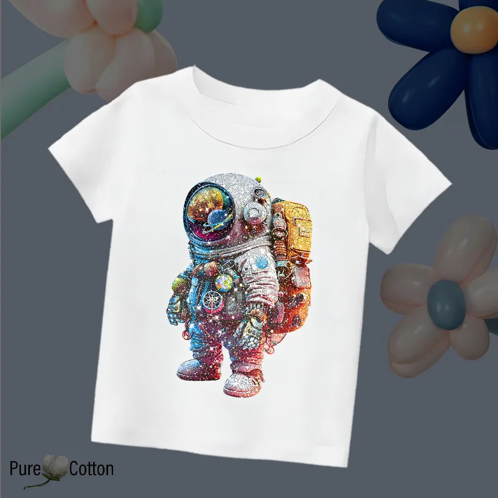 Backpack astronaut colorful pattern printed T-shirt crewneck clothing street style boys and girls pure cotton short sleeves ins
Backpack astronaut colorful pattern printed T-shirt crewneck clothing street style boys and girls pure cotton short sleeves ins