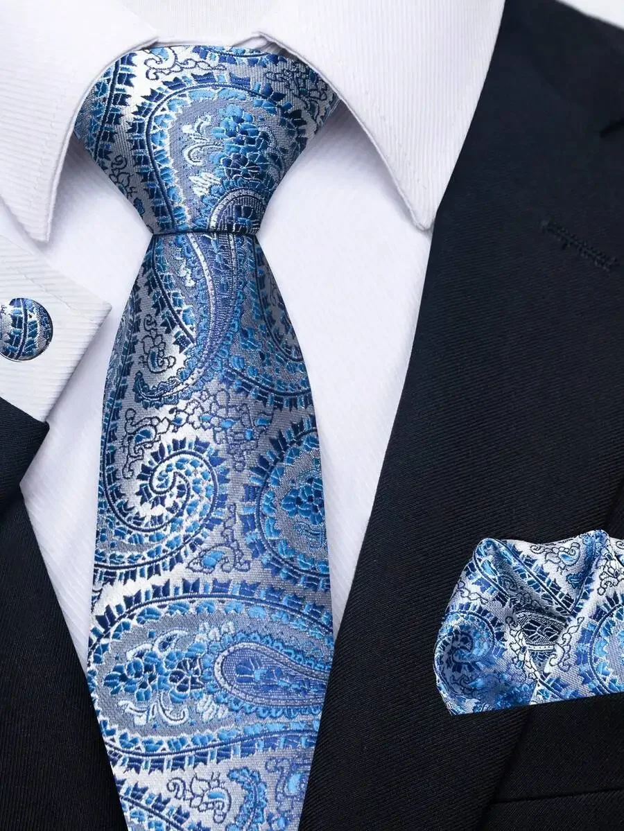 Blue Paisley Neck Tie Pocket Square And Cufflinks Set For Men Business Office Wedding
Blue Paisley Neck Tie Pocket Square And Cufflinks Set For Men Business Office Wedding