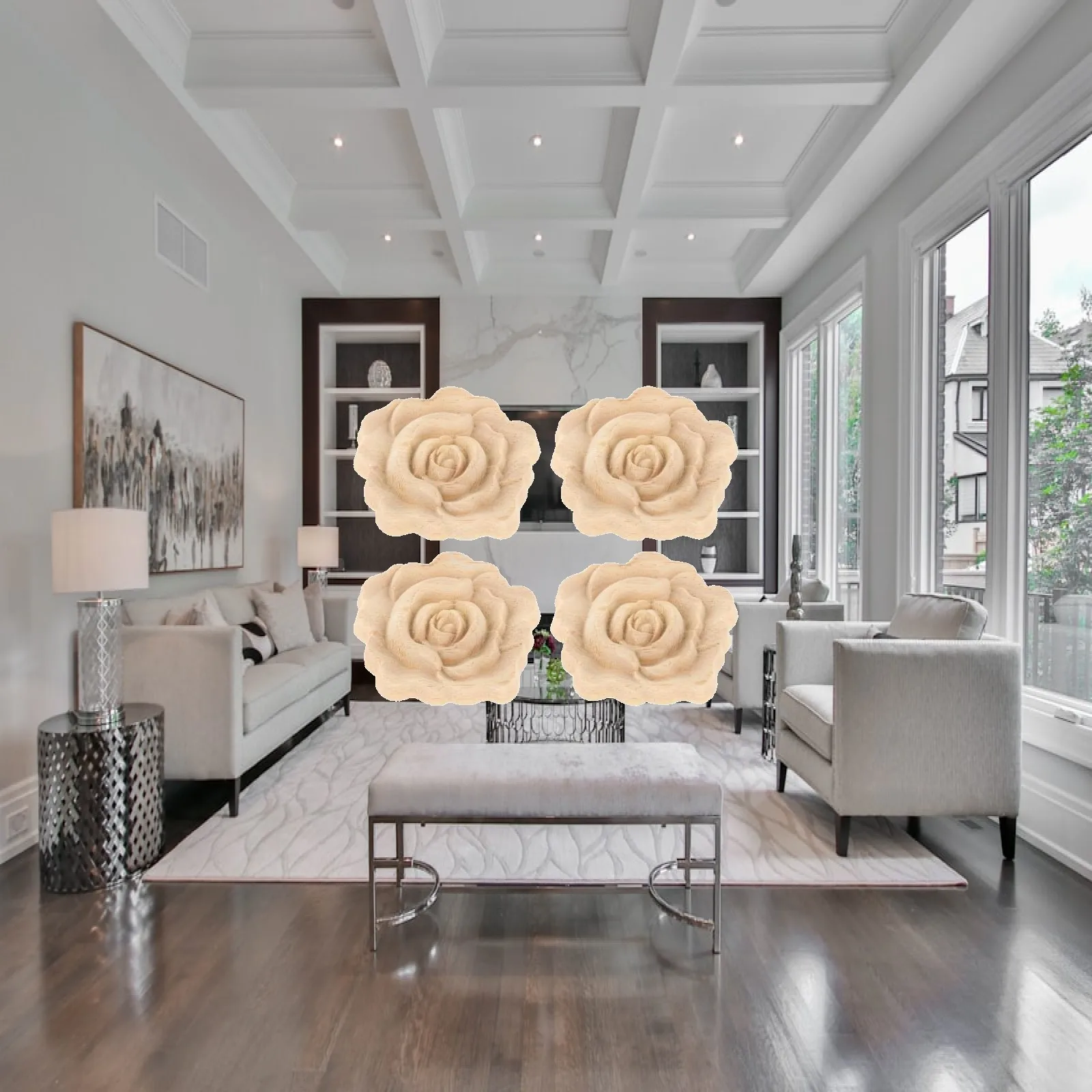 Natural Wood Carving Decal Rose Flower Unpainted Appliques for Furniture Cabinet Door Window Wall Decoration
Natural Wood Carving Decal Rose Flower Unpainted Appliques for Furniture Cabinet Door Window Wall Decoration