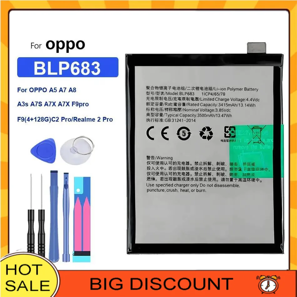Mobile Phone Battery Safe BLP721 BLP683 3500-4000Mah For Oppo A5 A7 A8 A7x C2 For Realme 2 Pro
Mobile Phone Battery Safe BLP721 BLP683 3500-4000Mah For Oppo A5 A7 A8 A7x C2 For Realme 2 Pro