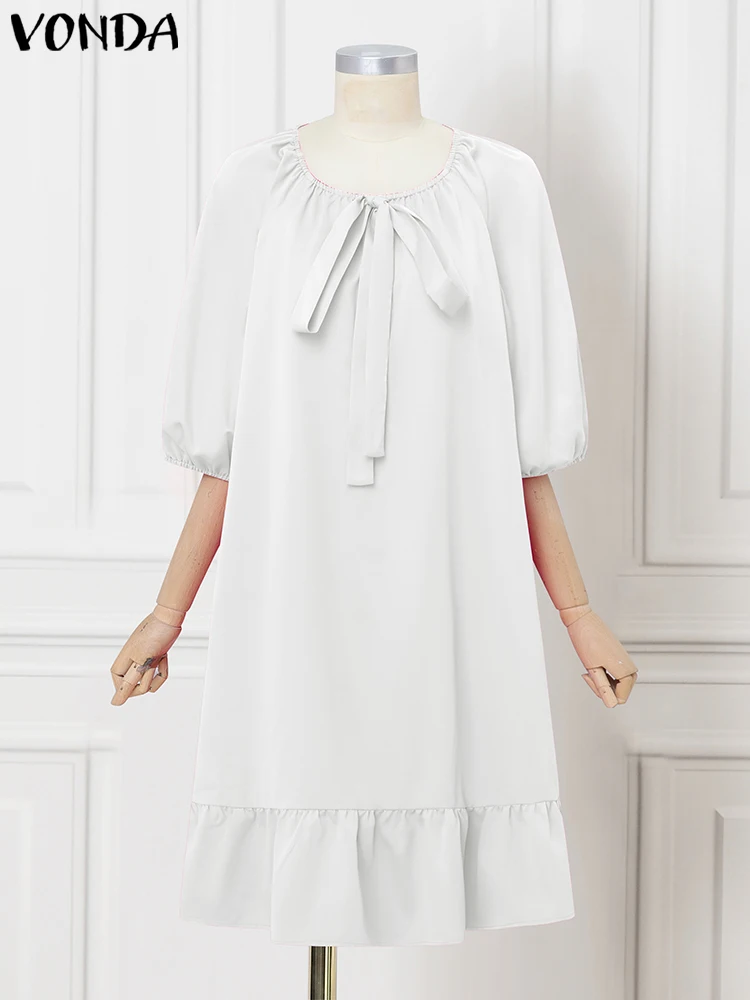 5XL Plus Size Women Dress Lace-up Bow Summer Sundress VONDA Fashion Solid Casual O-Neck Robe 3/4 Sleeve Ruffled Party Vestidos
5XL Plus Size Women Dress Lace-up Bow Summer Sundress VONDA Fashion Solid Casual O-Neck Robe 3/4 Sleeve Ruffled Party Vestidos