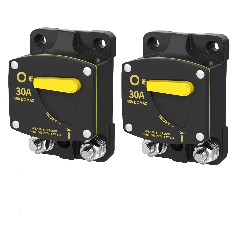 Automotive Circuit Breaker 12V-48V DC Circuit Breaker 30A Circuit Breaker with Manual Reset Switch for Boat Marine RV Yacht
Automotive Circuit Breaker 12V-48V DC Circuit Breaker 30A Circuit Breaker with Manual Reset Switch for Boat Marine RV Yacht
