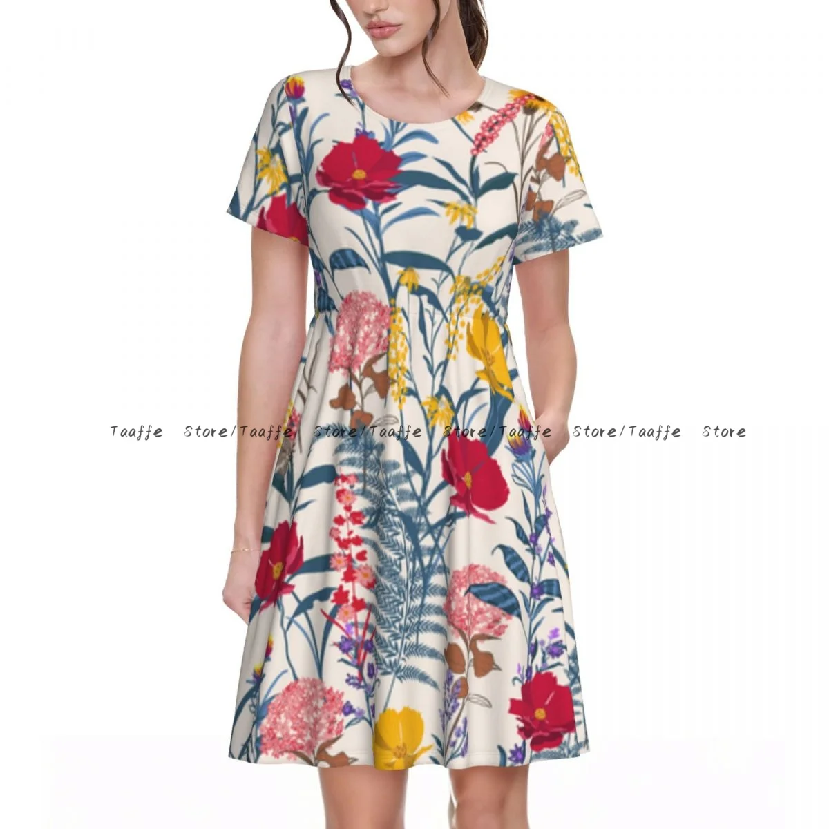 Summer Floral Botanical Pattern Dress Women Casual Round Neck Short Sleeve Dress 
Summer Floral Botanical Pattern Dress Women Casual Round Neck Short Sleeve Dress