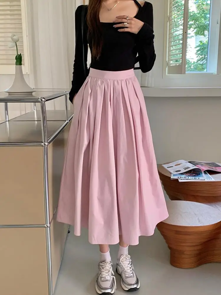 Spring And Autumn New Fashion Women's Sweet Elegant High Waist Pleated Pink Zipper Half Length A-line Long Skirt Lady Sexy Party
Spring And Autumn New Fashion Women's Sweet Elegant High Waist Pleated Pink Zipper Half Length A-line Long Skirt Lady Sexy Party