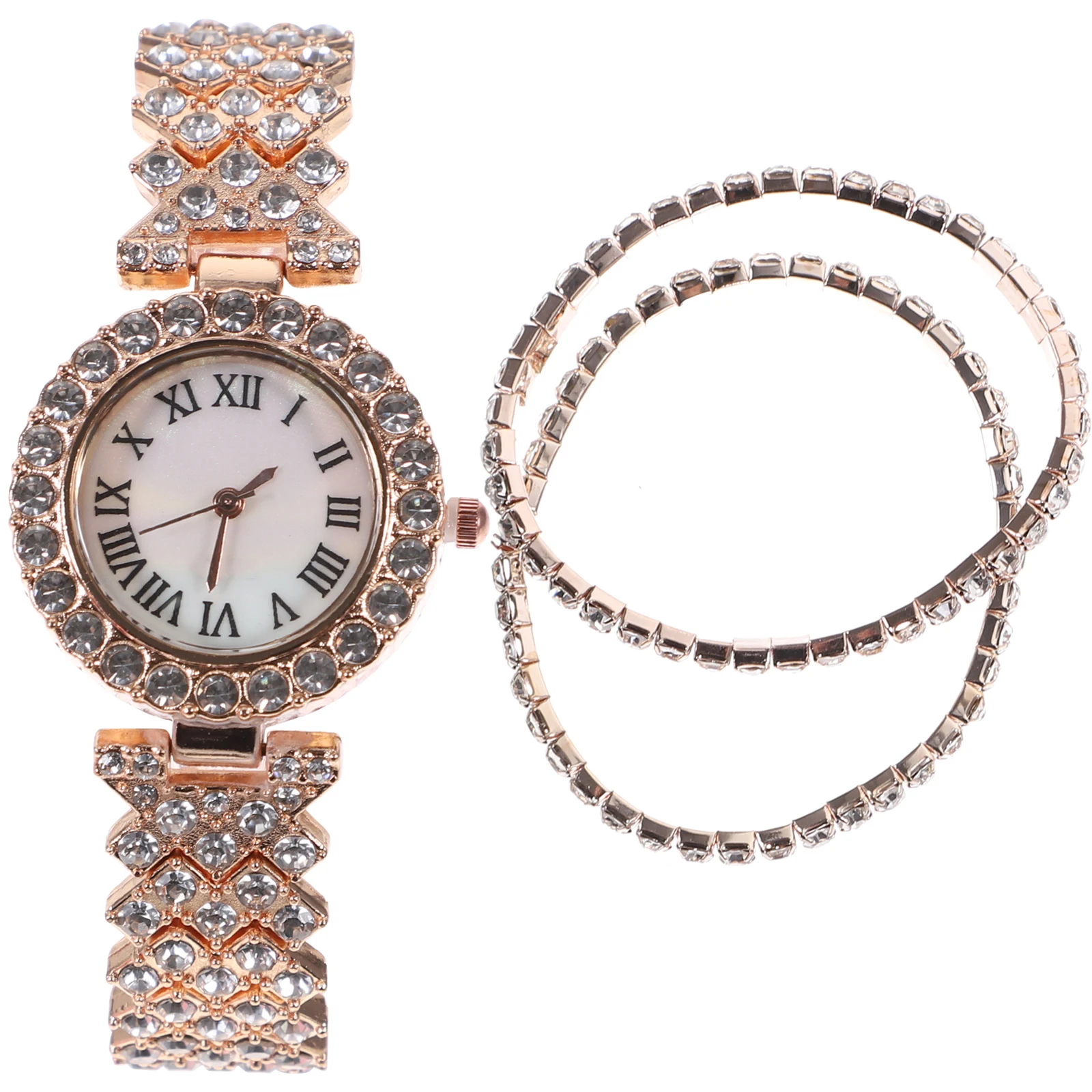 2Pcs Rhinestone Bracelet Set Stainless Steel Quartz Ladies Watches Fashion Elegant Rhinestone Watch Female Jewelry Gift
2Pcs Rhinestone Bracelet Set Stainless Steel Quartz Ladies Watches Fashion Elegant Rhinestone Watch Female Jewelry Gift
