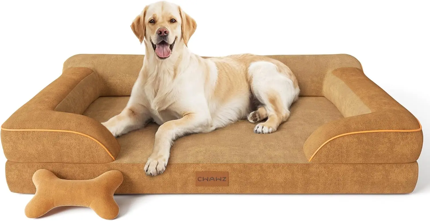 Extra Large Orthopedic Dog Bed with Cooling Gel Memory Foam, Waterproof Washable Cover, Brown Velvet Sofa Couch
Extra Large Orthopedic Dog Bed with Cooling Gel Memory Foam, Waterproof Washable Cover, Brown Velvet Sofa Couch