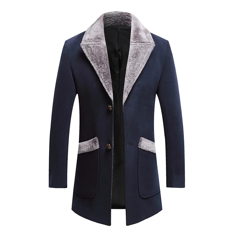 Top Autumn Winter Men's Long Woolen Blend Coats Solid Color Mid-Length Fur Collar Windbreaker Outwear Thick Warm Trench Jackets
Top Autumn Winter Men's Long Woolen Blend Coats Solid Color Mid-Length Fur Collar Windbreaker Outwear Thick Warm Trench Jackets