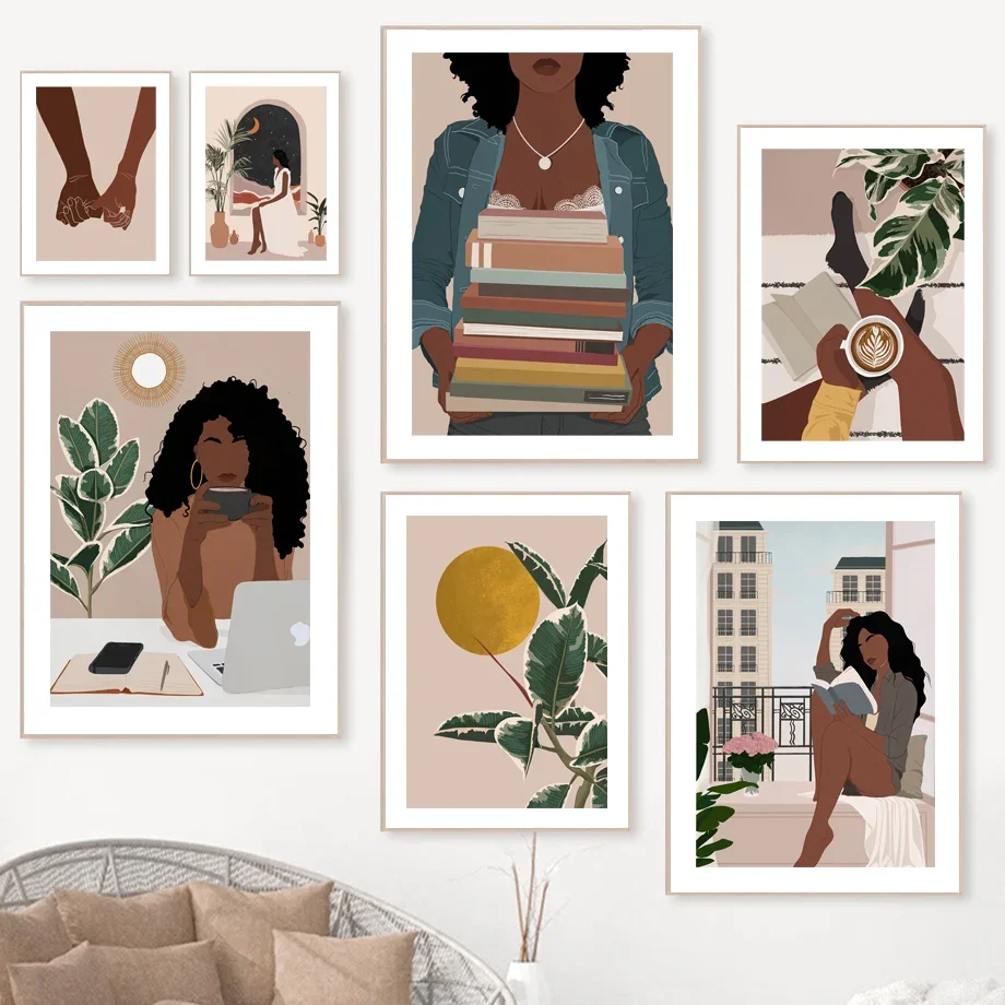 Abstract Black Girl Reading Book Coffee Moon Art Canvas Painting Nordic Posters And Prints Wall Pictures For Living Room Decor
Abstract Black Girl Reading Book Coffee Moon Art Canvas Painting Nordic Posters And Prints Wall Pictures For Living Room Decor