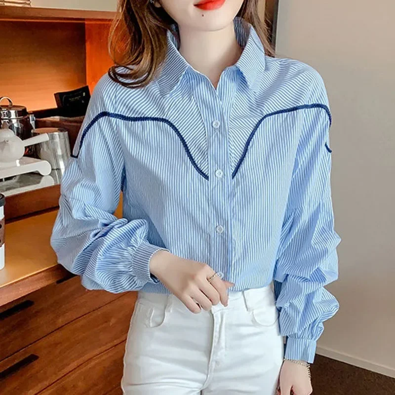 Летняя женская мода, кардиган, блузка, пальто, 2024, женская рубашка с рукавами-фонариками для отдыха, женские рубашки в полоску в стиле ретро, топы
Летняя женская мода, кардиган, блузка, пальто, 2024, женская рубашка с рукавами-фонариками для отдыха, женские рубашки в полоску в стиле ретро, топы