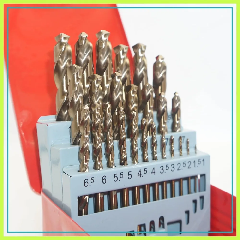 Cobalt Metric Drill Bit Set 1mm-13mm 25pcs for Stainless Steel Metal Cast Iron Copper Aluminum Plastic
Cobalt Metric Drill Bit Set 1mm-13mm 25pcs for Stainless Steel Metal Cast Iron Copper Aluminum Plastic