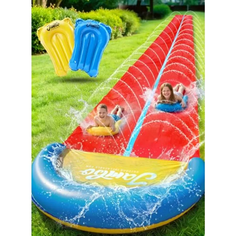 Outdoor backyard water slide for kids: heavy duty PVC, blue and yellow, 32FT extra long double lane with inflatable crash pad a
Outdoor backyard water slide for kids: heavy duty PVC, blue and yellow, 32FT extra long double lane with inflatable crash pad a