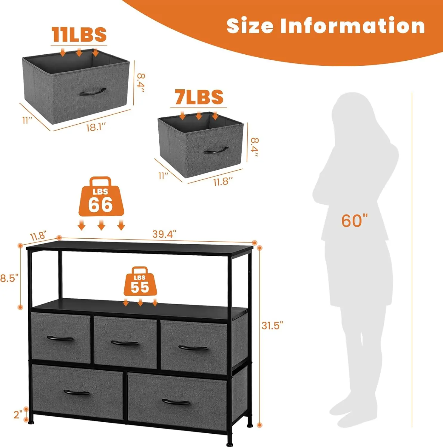 Sweetcrispy Tv Stand For Bedroom, Tv Dresser For 45 Inches, Media Console Table, Entertainment Center With 5 Fabric Drawers
Sweetcrispy Tv Stand For Bedroom, Tv Dresser For 45 Inches, Media Console Table, Entertainment Center With 5 Fabric Drawers