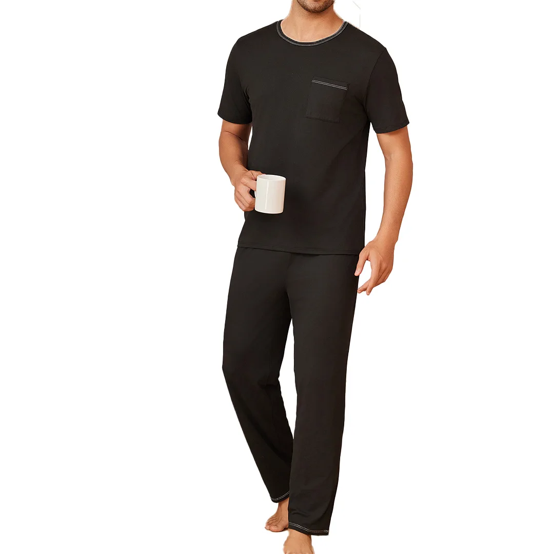 Мужские пижамы, комплект брюк с короткими рукавами, повседневная удобная однотонная верхняя одежда с круглым вырезом, домашняя одежда
Мужские пижамы, комплект брюк с короткими рукавами, повседневная удобная однотонная верхняя одежда с круглым вырезом, домашняя одежда