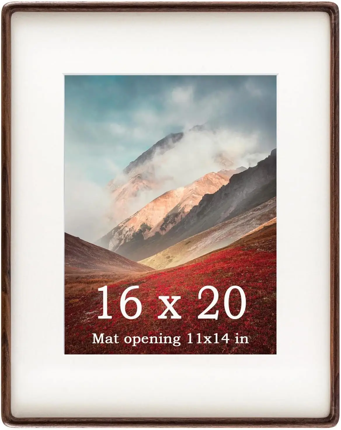 16x20 Solid Walnut Wood Picture Frame with Mat for 11x14 Image, Wall Gallery Mounting
16x20 Solid Walnut Wood Picture Frame with Mat for 11x14 Image, Wall Gallery Mounting