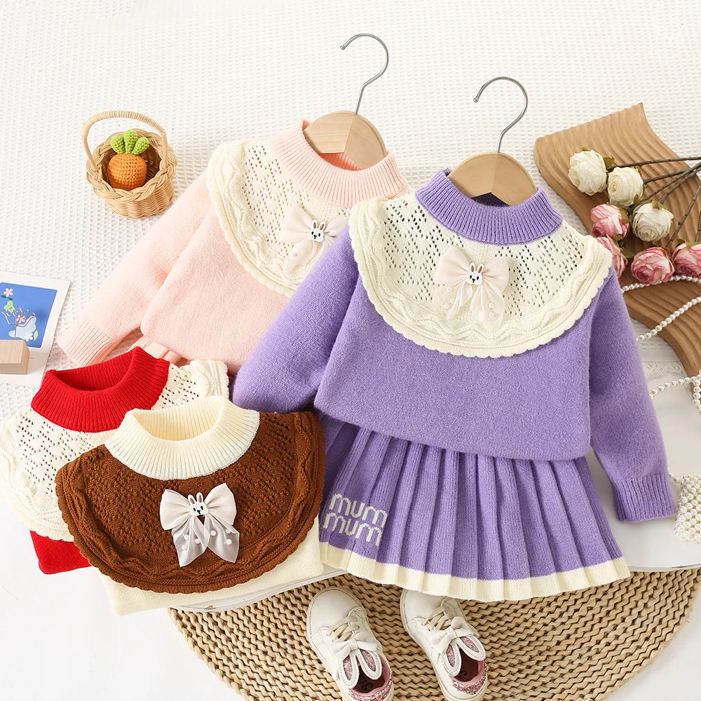 Girls Knitted Clothes Sets Spring Autumn Children Woolen Jersey Sweaters Tops Skirts Princess Dress Suit For Baby Outfits Kids 6
Girls Knitted Clothes Sets Spring Autumn Children Woolen Jersey Sweaters Tops Skirts Princess Dress Suit For Baby Outfits Kids 6