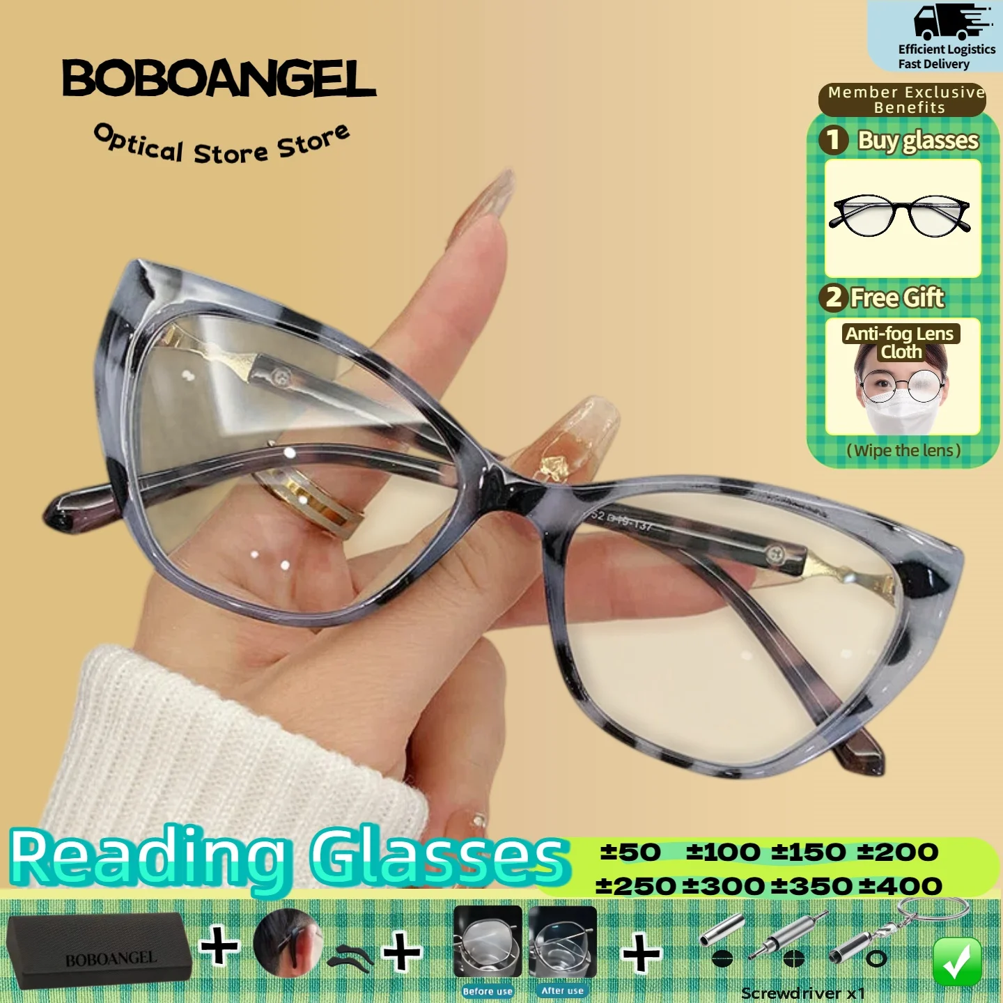 BOBOANGEL Retro Large Anti Blue Light Reading Frames Cat Eye Prescription Eyeglasses Women Fashion Glasses Myopia Optical Gasses
BOBOANGEL Retro Large Anti Blue Light Reading Frames Cat Eye Prescription Eyeglasses Women Fashion Glasses Myopia Optical Gasses