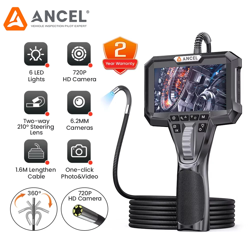 ANCEL AN301 Industrial Endoscope Camera 6.2mm IP67 Automotive Lens Pipe Sewer Inspection Tools HD1080P Inspection Borescope
ANCEL AN301 Industrial Endoscope Camera 6.2mm IP67 Automotive Lens Pipe Sewer Inspection Tools HD1080P Inspection Borescope