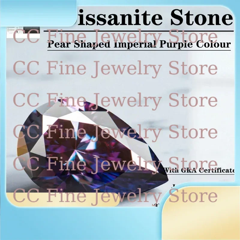 Moissanite Stone Pear Shaped Imperial Purple Color with GRA Certificate, Ideal for Jewelry DIY Making, 3EX Diamond Cut, Hardness
Moissanite Stone Pear Shaped Imperial Purple Color with GRA Certificate, Ideal for Jewelry DIY Making, 3EX Diamond Cut, Hardness