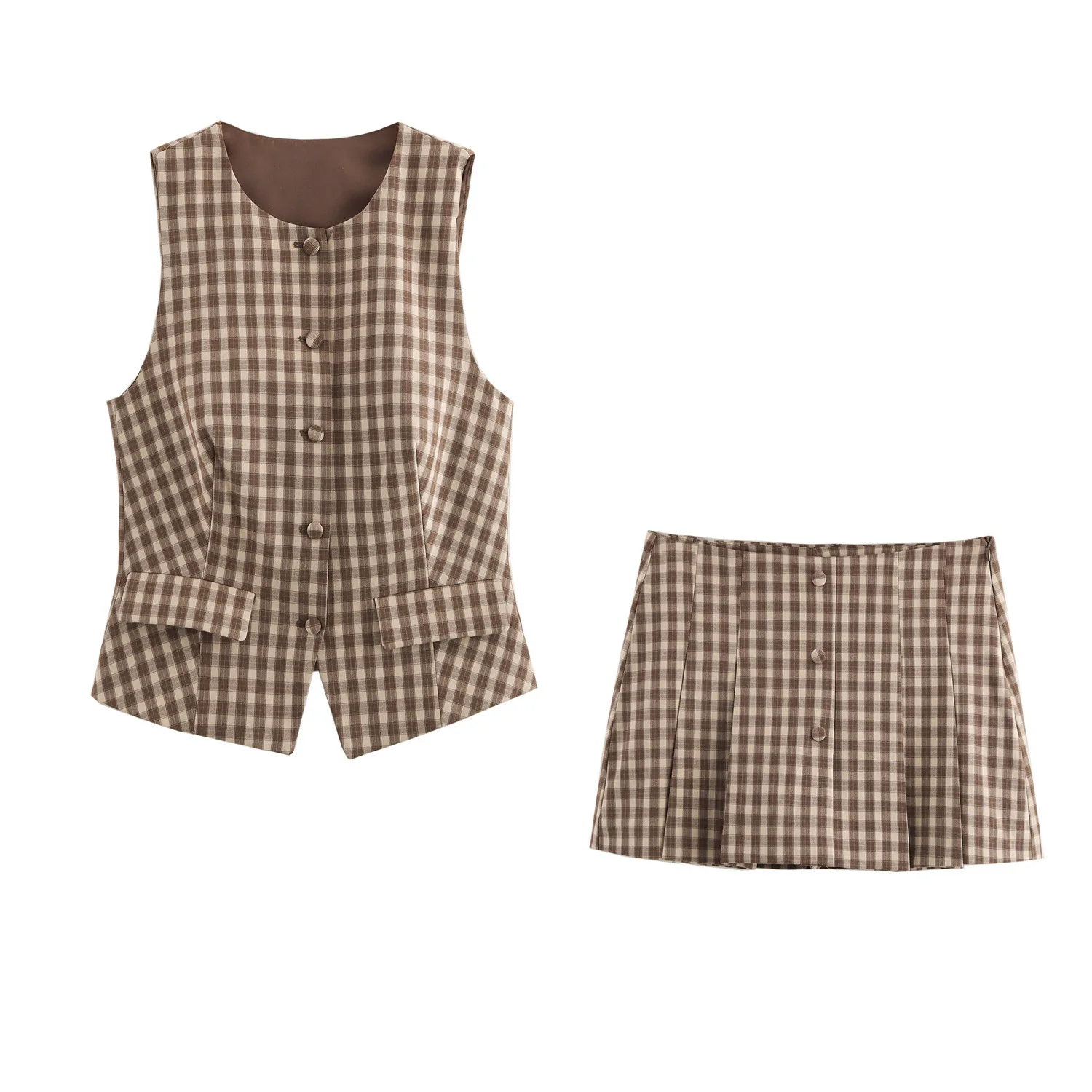Elegant Plaid Skirts Set For Women 2 Pieces Outfit Spring Short Tank Vest Tops Mid Waist Skirt Pants Shorts Lady Suits
Elegant Plaid Skirts Set For Women 2 Pieces Outfit Spring Short Tank Vest Tops Mid Waist Skirt Pants Shorts Lady Suits