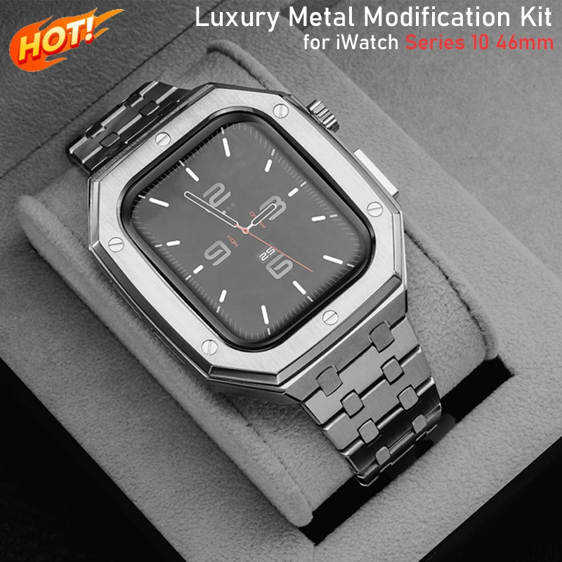 Роскошный комплект металлической модификации, чехол для Apple Watch Series 10, 46 мм, безель из нержавеющей стали, модный ремешок для iWatch S10, 46 мм
Роскошный комплект металлической модификации, чехол для Apple Watch Series 10, 46 мм, безель из нержавеющей стали, модный ремешок для iWatch S10, 46 мм