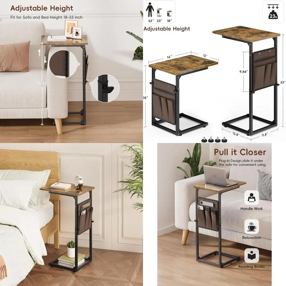 Adjustable Height C-Shaped Side Table, 33 Tall for Sofa, Small Couch Tables with Metal Frame, Suitable for Living Room and Bedro
Adjustable Height C-Shaped Side Table, 33 Tall for Sofa, Small Couch Tables with Metal Frame, Suitable for Living Room and Bedro