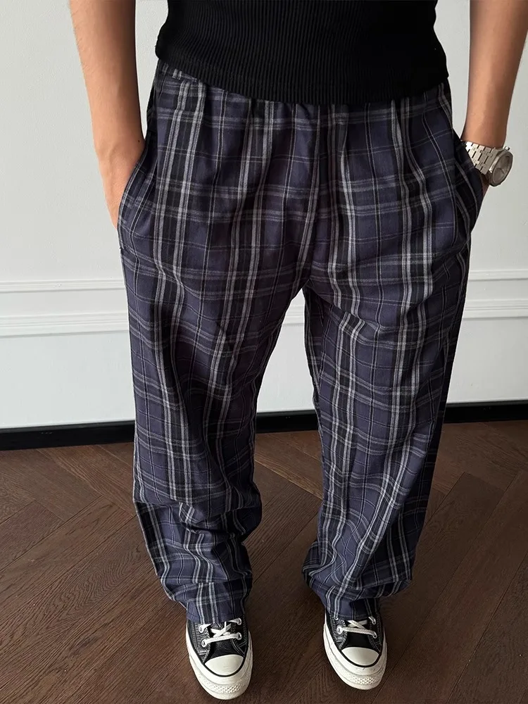 Loose Wide Leg Plaid Pants Men's Summer American High Street Sle Blue Casual Trousers Breathable Comfortable Straight Cut
Loose Wide Leg Plaid Pants Men's Summer American High Street Sle Blue Casual Trousers Breathable Comfortable Straight Cut