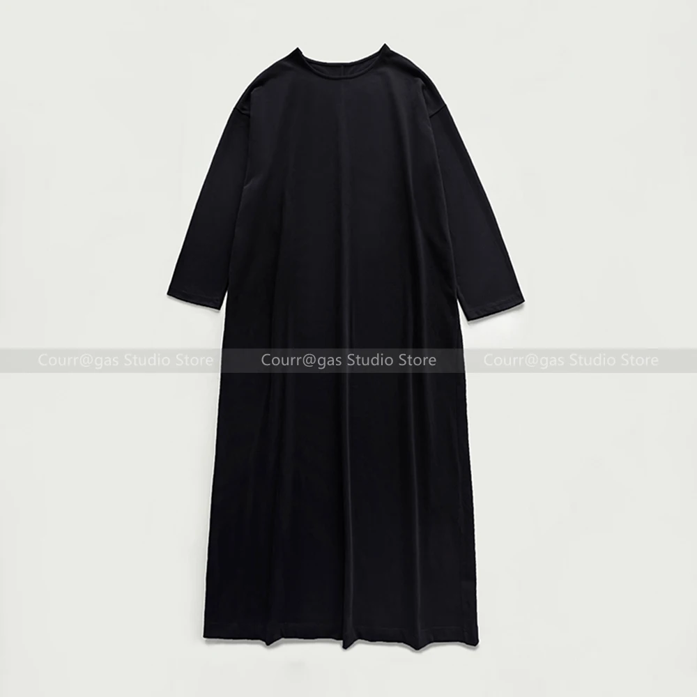 High-end minimalist lazy style loose casual straight slim long-sleeved cotton T-shirt dress
High-end minimalist lazy style loose casual straight slim long-sleeved cotton T-shirt dress