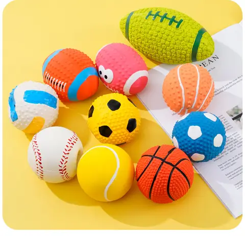 Jouets pour chiens grinçants, balles en Latex souple pour petits, moyens et grands chiens, Rugby, Football, volley-ball, jouet pour animaux de compagnie, balle interactive à mâcher