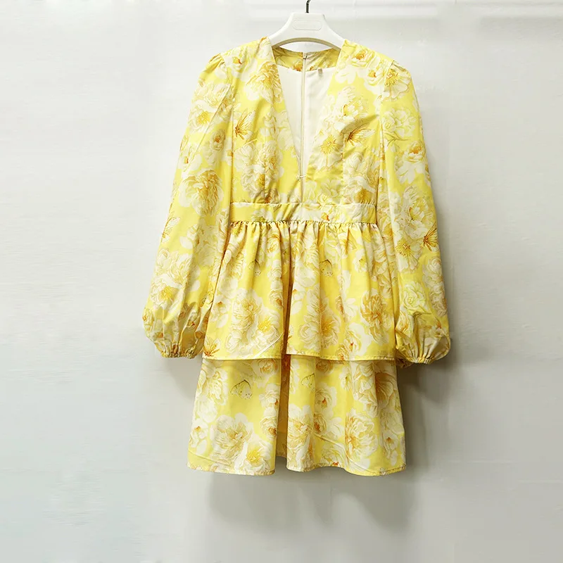 Plus Size 2026 Yellow Print Short Women Dress Bohemian Deep V Collar Long Sleeves Ruffles Dresses For Womens 61004
Plus Size 2026 Yellow Print Short Women Dress Bohemian Deep V Collar Long Sleeves Ruffles Dresses For Womens 61004