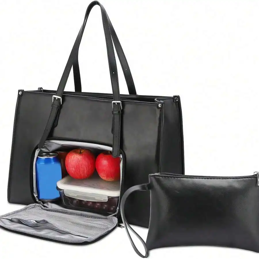 Insulated Laptop Tote Bag With Lunch Compartment 15.6 Inch PU Leather Briefcase For Women Office Work Casual Use Black
Insulated Laptop Tote Bag With Lunch Compartment 15.6 Inch PU Leather Briefcase For Women Office Work Casual Use Black