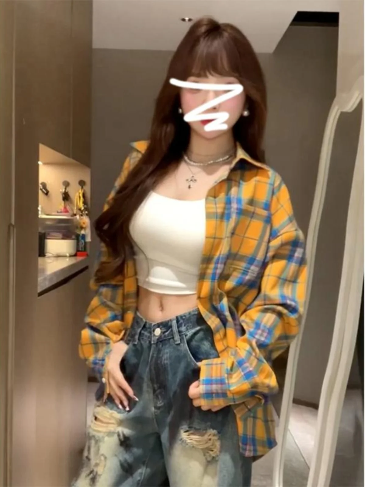 Женская зимняя свободная солнцезащитная верхняя одежда в желтую клетку Long Sve с воротником против морщин на пуговицах
Женская зимняя свободная солнцезащитная верхняя одежда в желтую клетку Long Sve с воротником против морщин на пуговицах