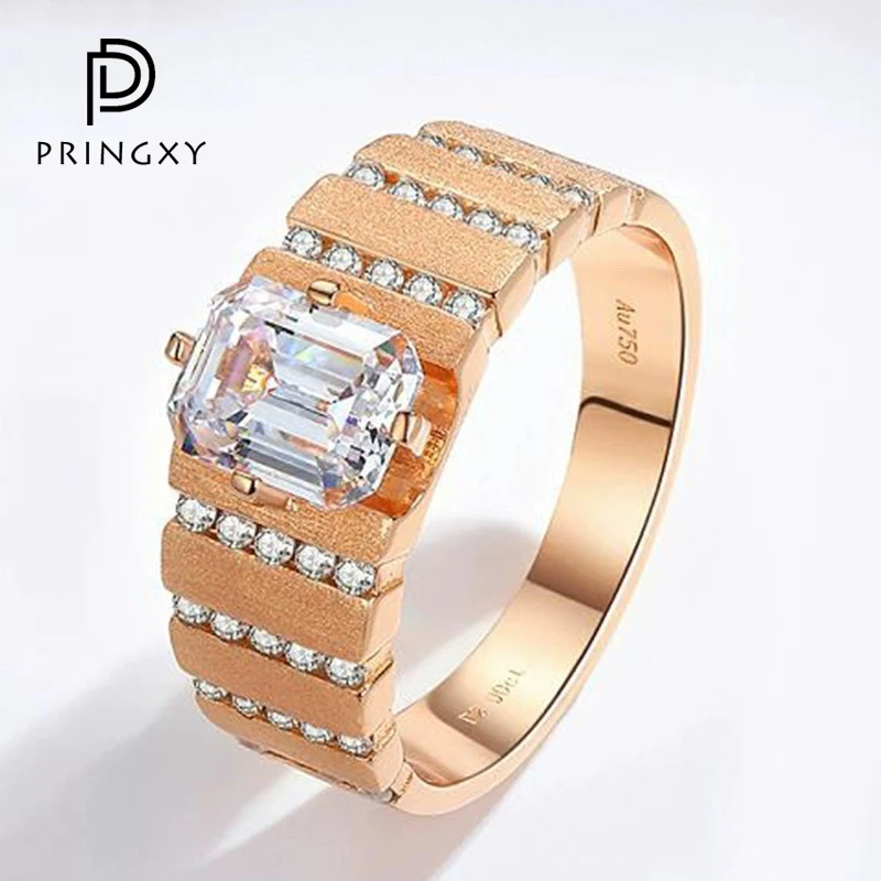 PRINGXY New 6*8mm Cut High Carbon Diamond Ring Au750 925 Sterling Silver 18K Rose Gold Plated Wedding Ring for Men Anniversary
PRINGXY New 6*8mm Cut High Carbon Diamond Ring Au750 925 Sterling Silver 18K Rose Gold Plated Wedding Ring for Men Anniversary