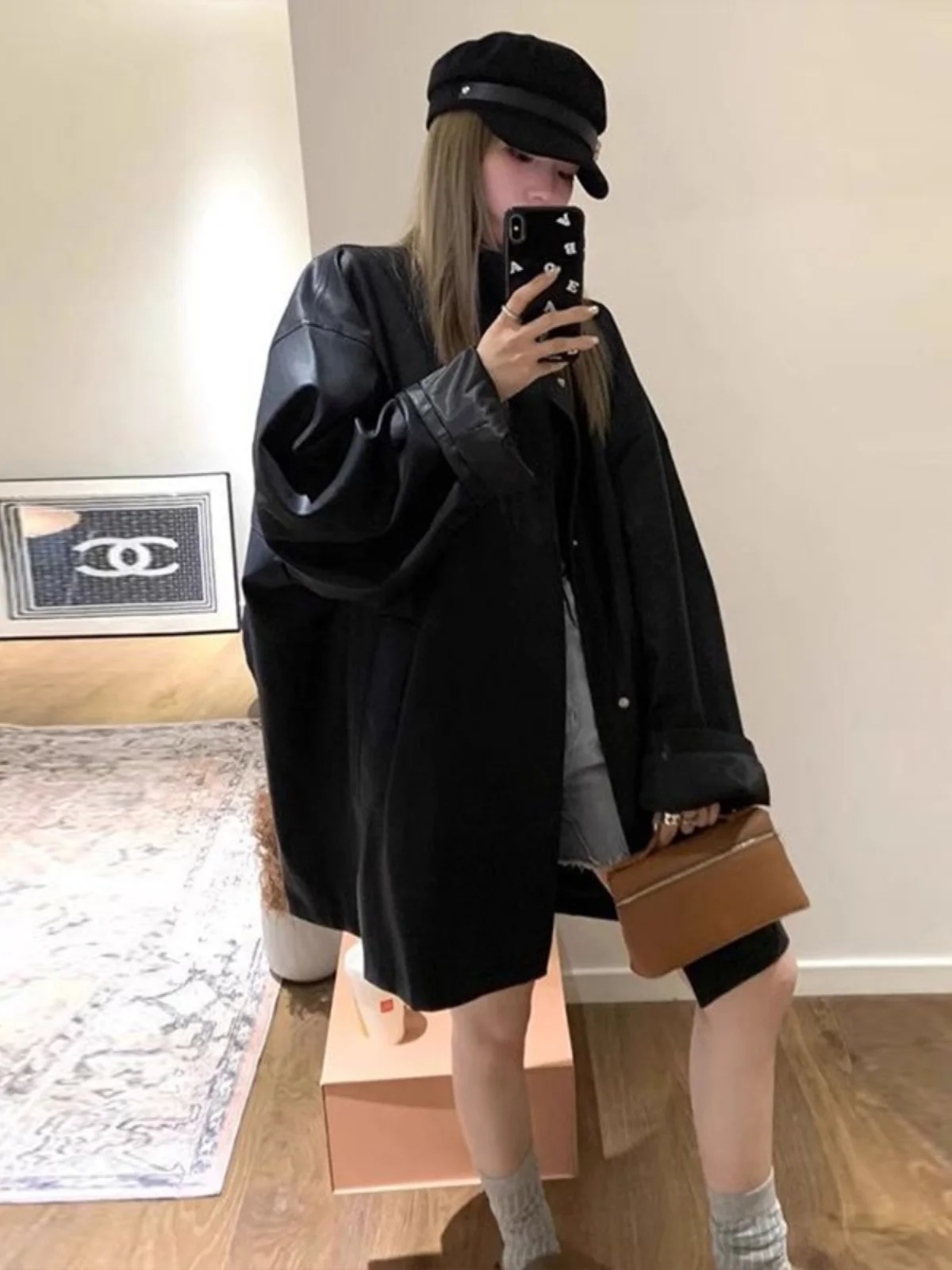 Black Biker Style Long Jacket Women's Stand Collar Leather Coat Middle Length Outerwear Autumn New Arrival Korean Version
Black Biker Style Long Jacket Women's Stand Collar Leather Coat Middle Length Outerwear Autumn New Arrival Korean Version