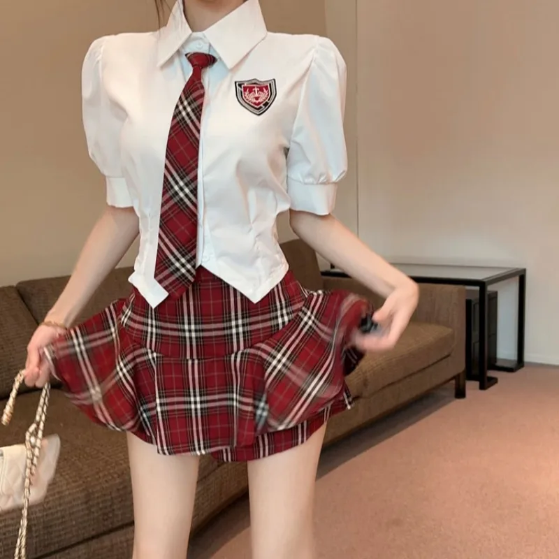 Summer Sweet Spicy College Style Women's Neck Shirt And Plaid Skirt Set Two-Piece Ensemble Korean Commute Style
Summer Sweet Spicy College Style Women's Neck Shirt And Plaid Skirt Set Two-Piece Ensemble Korean Commute Style
