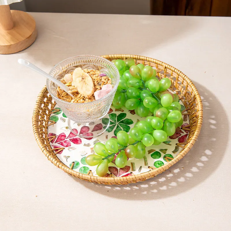 Natural Shell Rattan Woven Tray Coffee Table Storage Tray Homestay Desktop Woven Basket Fruit Retail Snack Mother-of-Pearl Tray
Natural Shell Rattan Woven Tray Coffee Table Storage Tray Homestay Desktop Woven Basket Fruit Retail Snack Mother-of-Pearl Tray