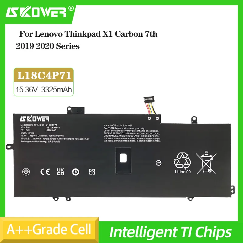SKOWER L18C4P71 Аккумулятор для ноутбука Lenovo Thinkpad X1 Carbon 7th 2019 2020 Series L18L4P71 L18M4P72 SKB10K97642 02DL004 02DL005
SKOWER L18C4P71 Аккумулятор для ноутбука Lenovo Thinkpad X1 Carbon 7th 2019 2020 Series L18L4P71 L18M4P72 SKB10K97642 02DL004 02DL005