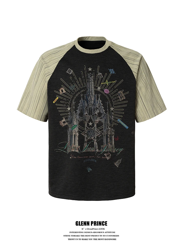 American Retro Cathedral Print Color Block Shoulder T-Shirt Men's Summer High Sensation Cool Body T-Shirt Loose Fit Casual Po...
American Retro Cathedral Print Color Block Shoulder T-Shirt Men's Summer High Sensation Cool Body T-Shirt Loose Fit Casual Po...