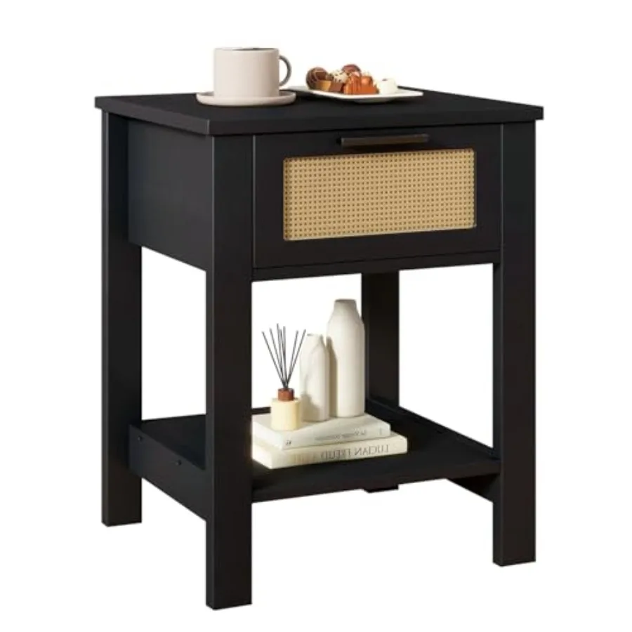 Rattan Nightstand, Boho Night Stand with Drawer, Wood Bedside Tables with Storage Shelf, End Table with Legs for Bedroom, UWNS0
Rattan Nightstand, Boho Night Stand with Drawer, Wood Bedside Tables with Storage Shelf, End Table with Legs for Bedroom, UWNS0