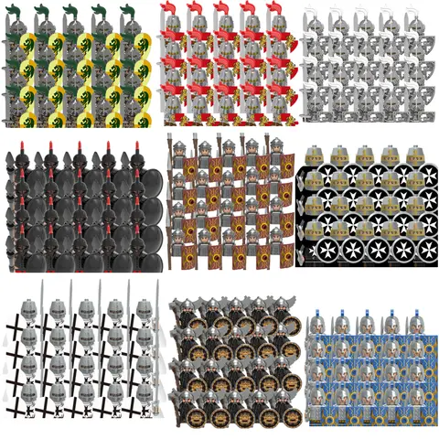 XQYJ 20PCS/LOT Castle Royal King's Knight Rome Spartacus Medieval Age Soldiers Red Lion figures Building Blocks kids toys gift