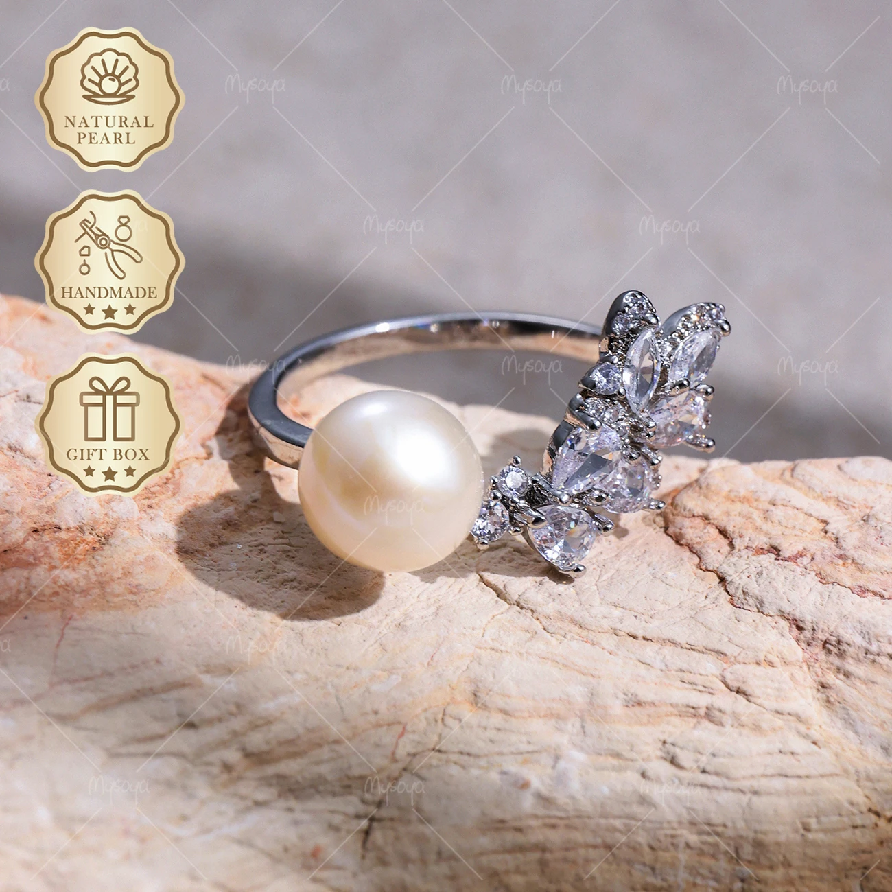 MYSOYA 8-9mm Freshwater Pearl Open Ring Silver Leaf CZ Ring, Gift Box, Birthday Jewelry S424
MYSOYA 8-9mm Freshwater Pearl Open Ring Silver Leaf CZ Ring, Gift Box, Birthday Jewelry S424