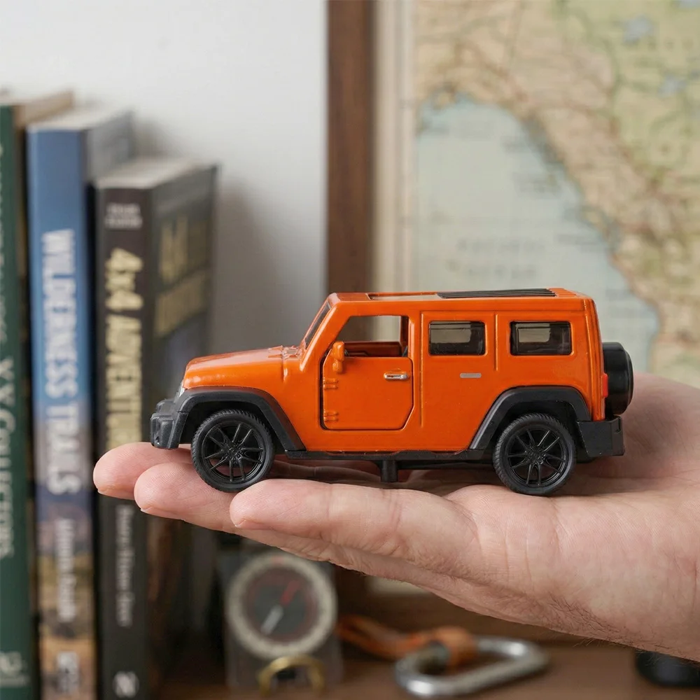Масштабная модель внедорожника Jeep Wrangler 1:43, оранжевого цвета, из литого металла, с функцией откручивания и открывающимися дверями, коллекционная, для детей и автолюбителей.
Масштабная модель внедорожника Jeep Wrangler 1:43, оранжевого цвета, из литого металла, с функцией откручивания и открывающимися дверями, коллекционная, для детей и автолюбителей.