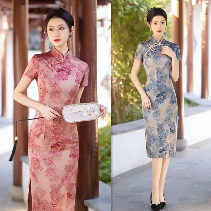 Old Shanghai Retro Chinese Style Mid length Short sleeved Qipao 2024 Spring/Summer Qipao Cheongsam Dress
Old Shanghai Retro Chinese Style Mid length Short sleeved Qipao 2024 Spring/Summer Qipao Cheongsam Dress
