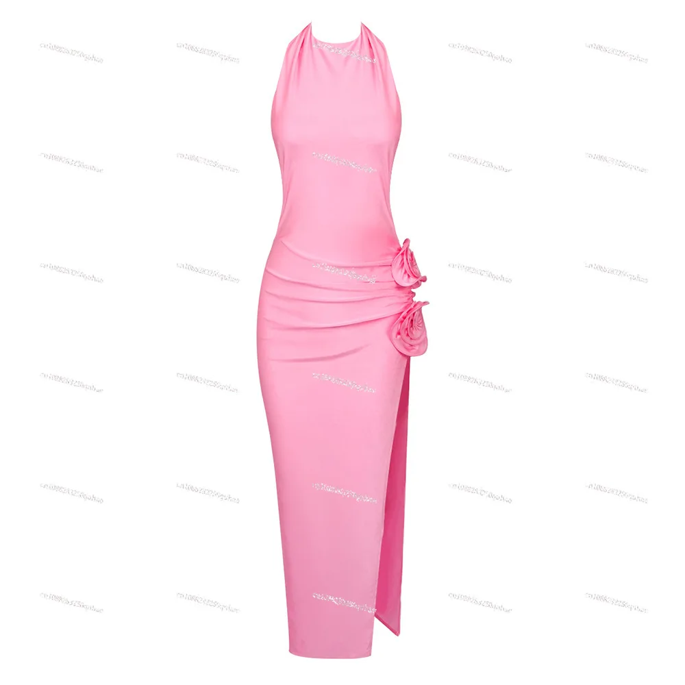 Summer pink neck three-dimensional flower dress beach dress fashionable high-end elastic slim fit
Summer pink neck three-dimensional flower dress beach dress fashionable high-end elastic slim fit