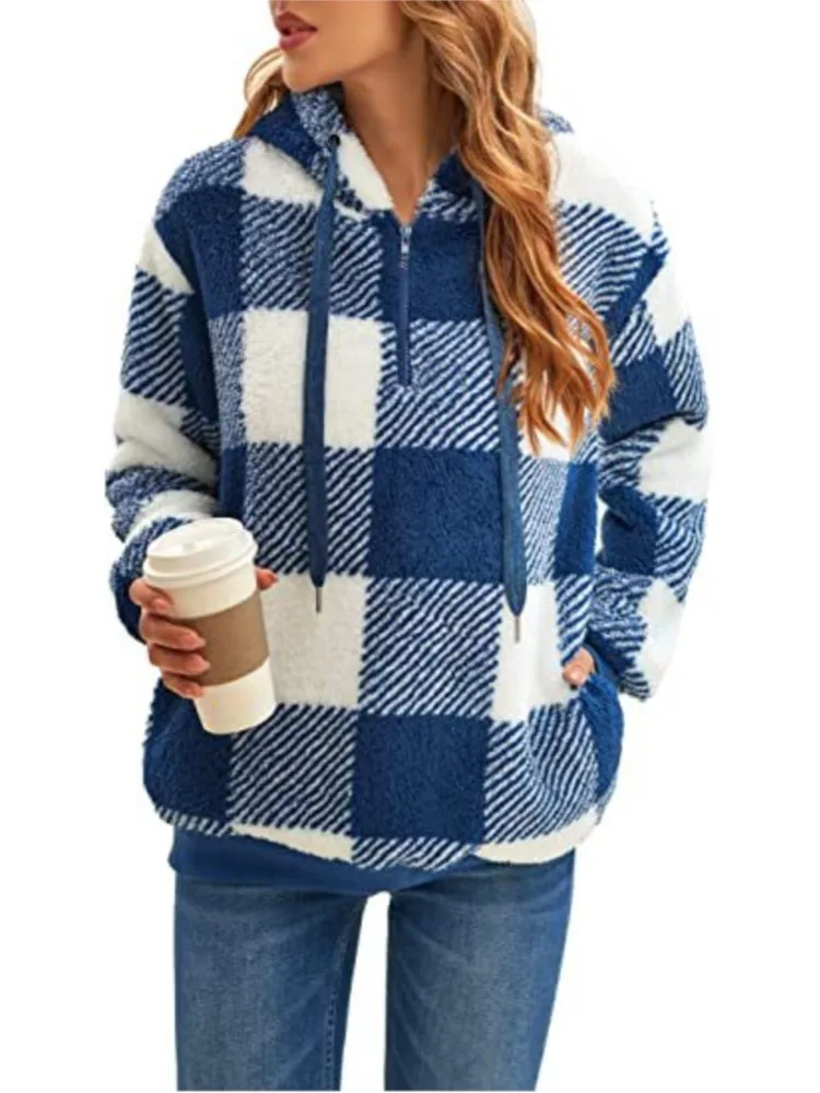Autumn New Women's Hoodie Plaid Drawstring Hooded Pullover Casual Fashion Long Sleeve Loose Sport Plaid Plush Pocket Hoodie
Autumn New Women's Hoodie Plaid Drawstring Hooded Pullover Casual Fashion Long Sleeve Loose Sport Plaid Plush Pocket Hoodie