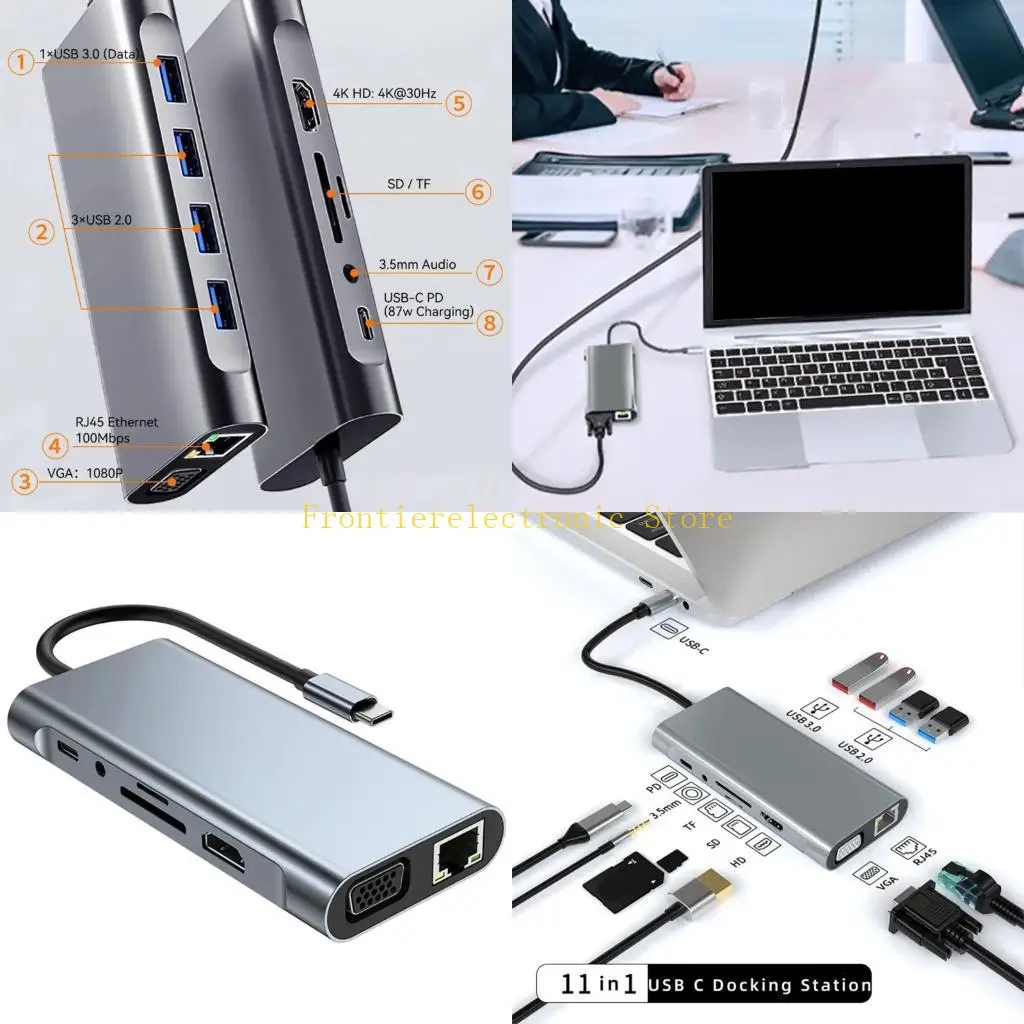 G8DB 11 in 1 USB C Hubs Multiports Adapter With PD100W Charging HDTV VGA Ethernet Card Reader For Laptop Tablets Type C Devices
G8DB 11 in 1 USB C Hubs Multiports Adapter With PD100W Charging HDTV VGA Ethernet Card Reader For Laptop Tablets Type C Devices