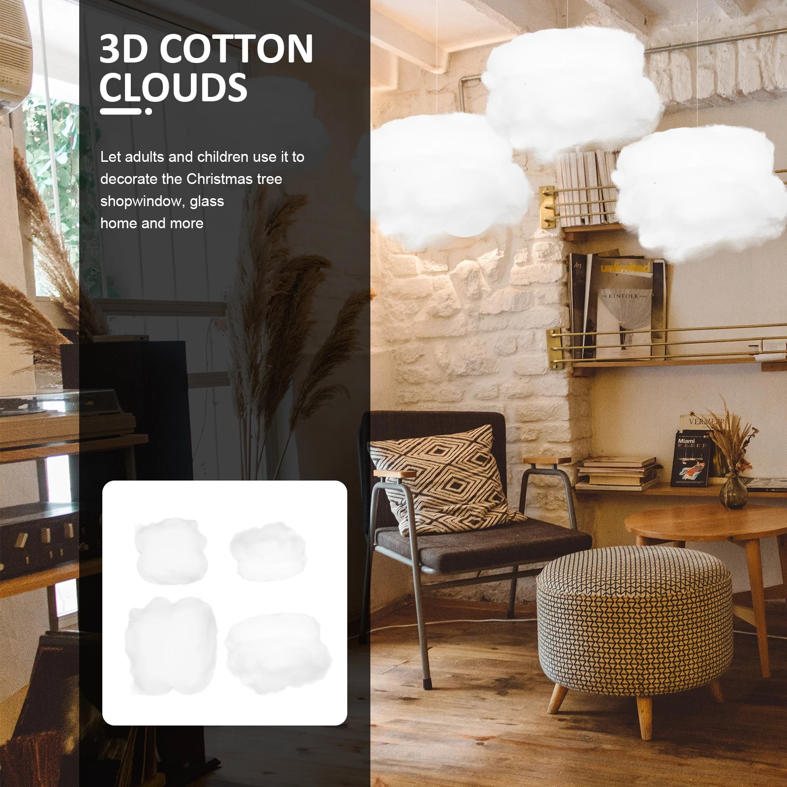 4pcs Simulated Cotton Cloud Decorations DIY Hanging Crafts for Christmas Tree Party Window Home Bridal Shower Festival Ceiling 
4pcs Simulated Cotton Cloud Decorations DIY Hanging Crafts for Christmas Tree Party Window Home Bridal Shower Festival Ceiling