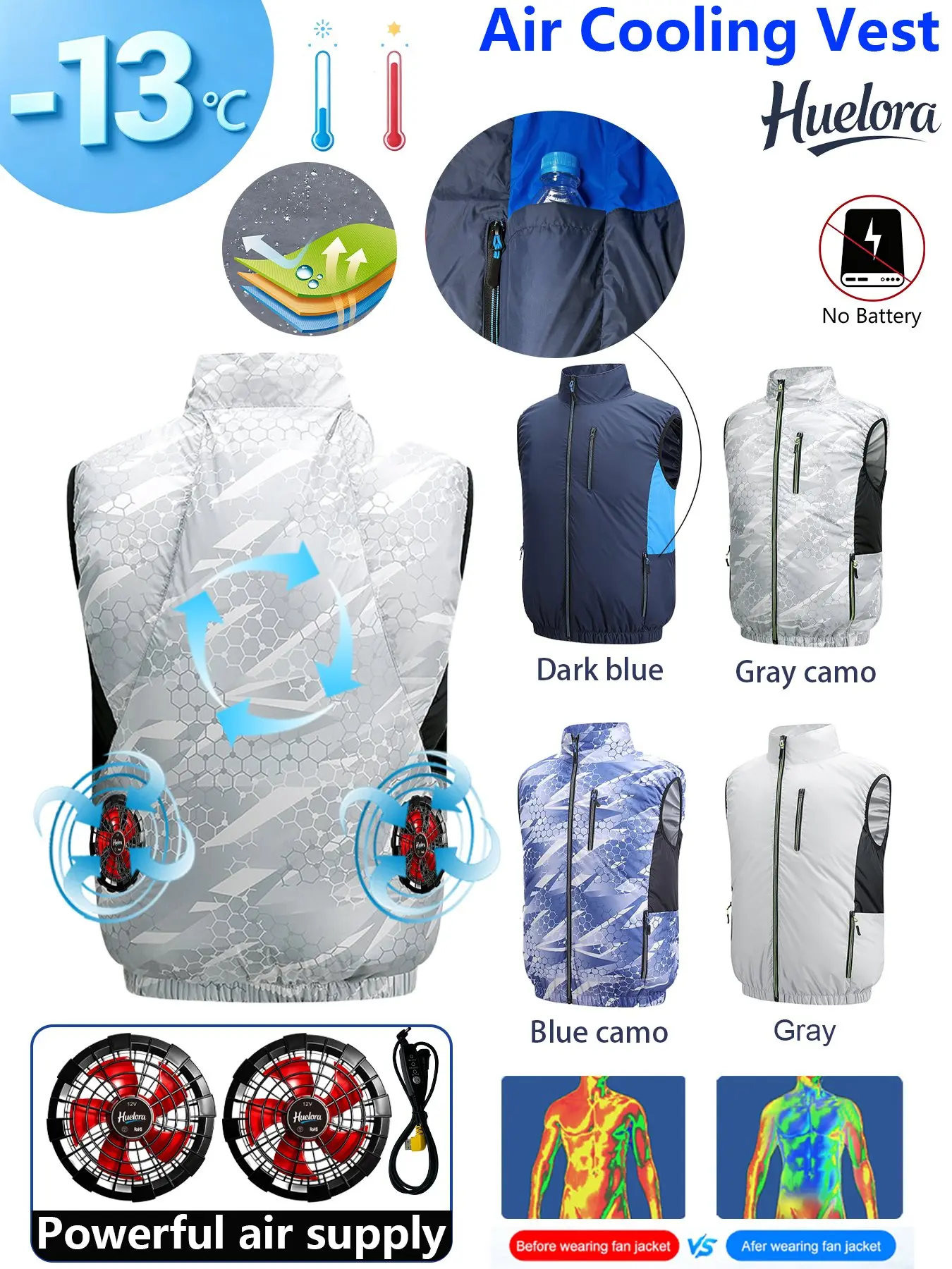 Men's USB Cooling Vest with 2 Fans, Summer Work Air Conditioned Jacket for Outdoor Fishing
Men's USB Cooling Vest with 2 Fans, Summer Work Air Conditioned Jacket for Outdoor Fishing