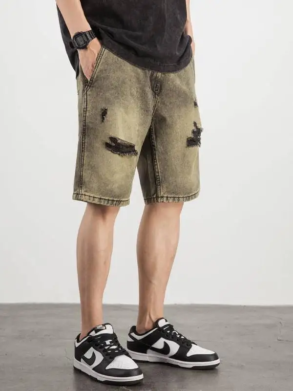 Retro American High Street Men's Denim orts Tear Sle Loose Fit Summer Casual Straight Leg Five-Quarter Length Youth Faion
Retro American High Street Men's Denim orts Tear Sle Loose Fit Summer Casual Straight Leg Five-Quarter Length Youth Faion
